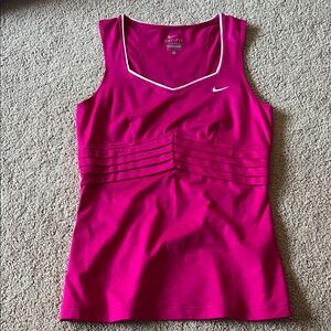 Nike Sleeveless Dri-FIT Tank in Fuchsia with White Trim
